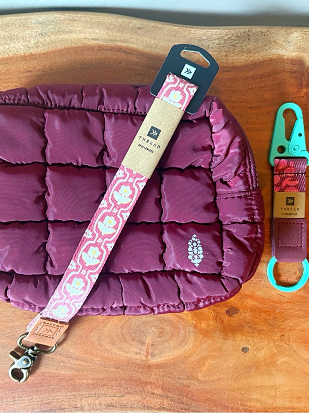 ♥️💖 Thread Neck Lanyard Matches FP Movement Mahogany Quilted Bag NWT Great Gift